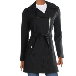 VIA SPIGA Water-Repellent Hooded FauxLeatherJacket